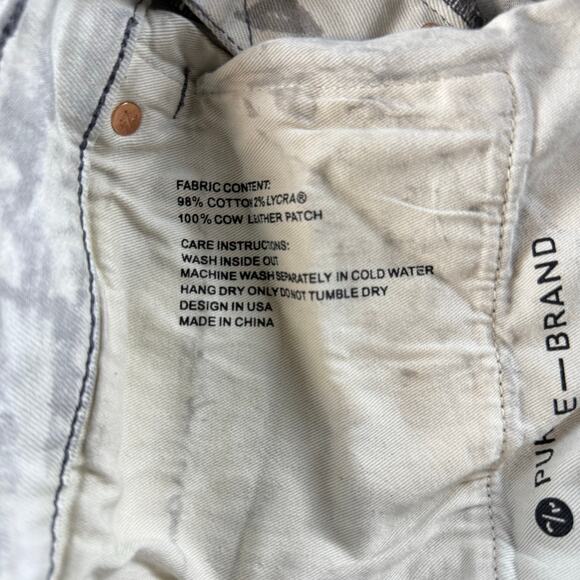 Purple Brand Slim Fit Jeans Men’s 36 Low Rise Button Fly P001 Gray Distressed - Picture 11 of 13